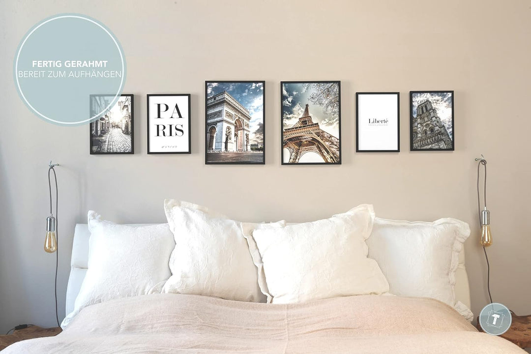 Papierschmiede® Mood Poster Set Paris, Fertiges Bilder Set mit Rahmen (Holz, schwarz), Wohnzimmer De