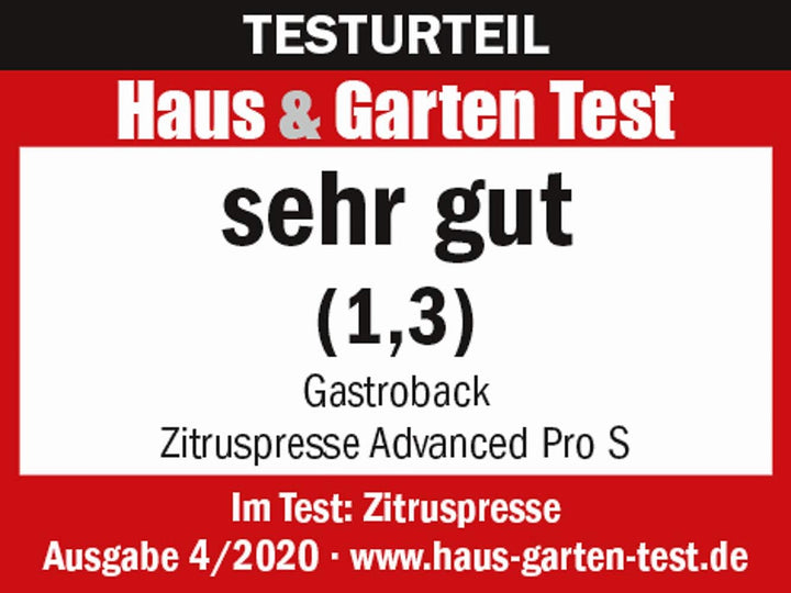GASTROBACK 41150 Zitruspresse Advanced Pro S, 100 Watt, Aluminiumguss, Automatischer Anlauf, Edelsta
