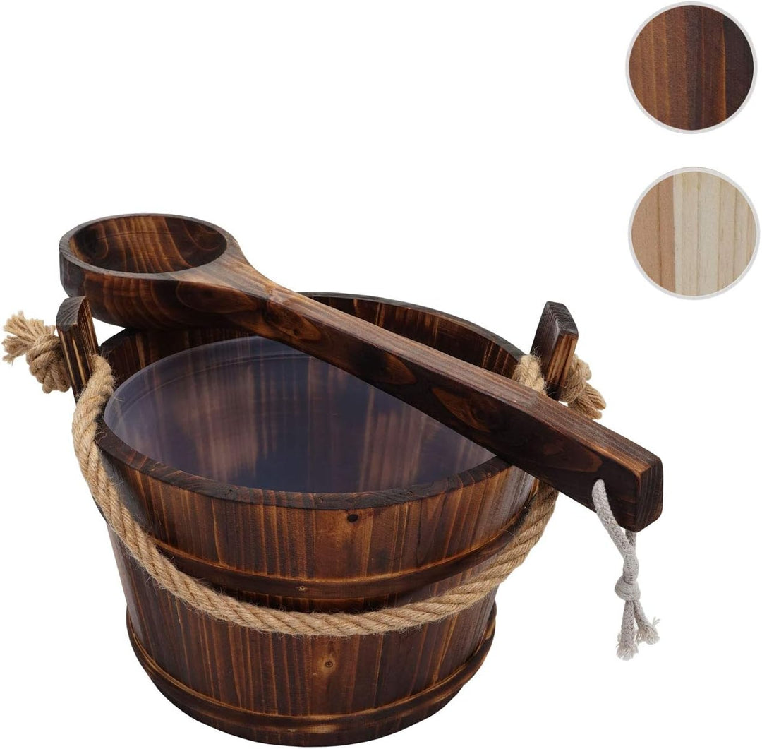 Mendler Saunakübel mit Einsatz HWC-B26AM, Saunazubehör Saunaeimer Saunakelle Aufguss, Kiefernholz 3,