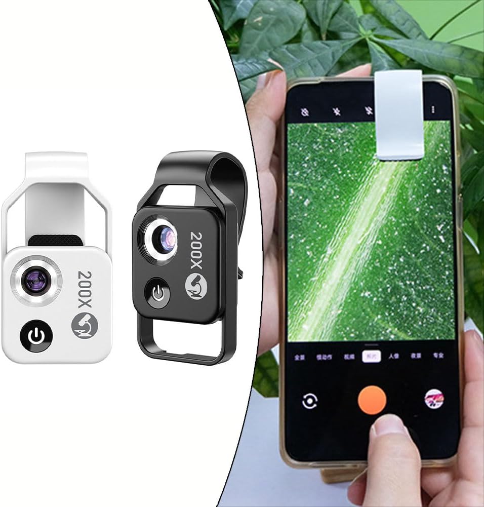 200X Telefon Mikroskop Objektiv mit LED-Licht Tragbares Digitales Mikroskop für Kinder Handmikroskop