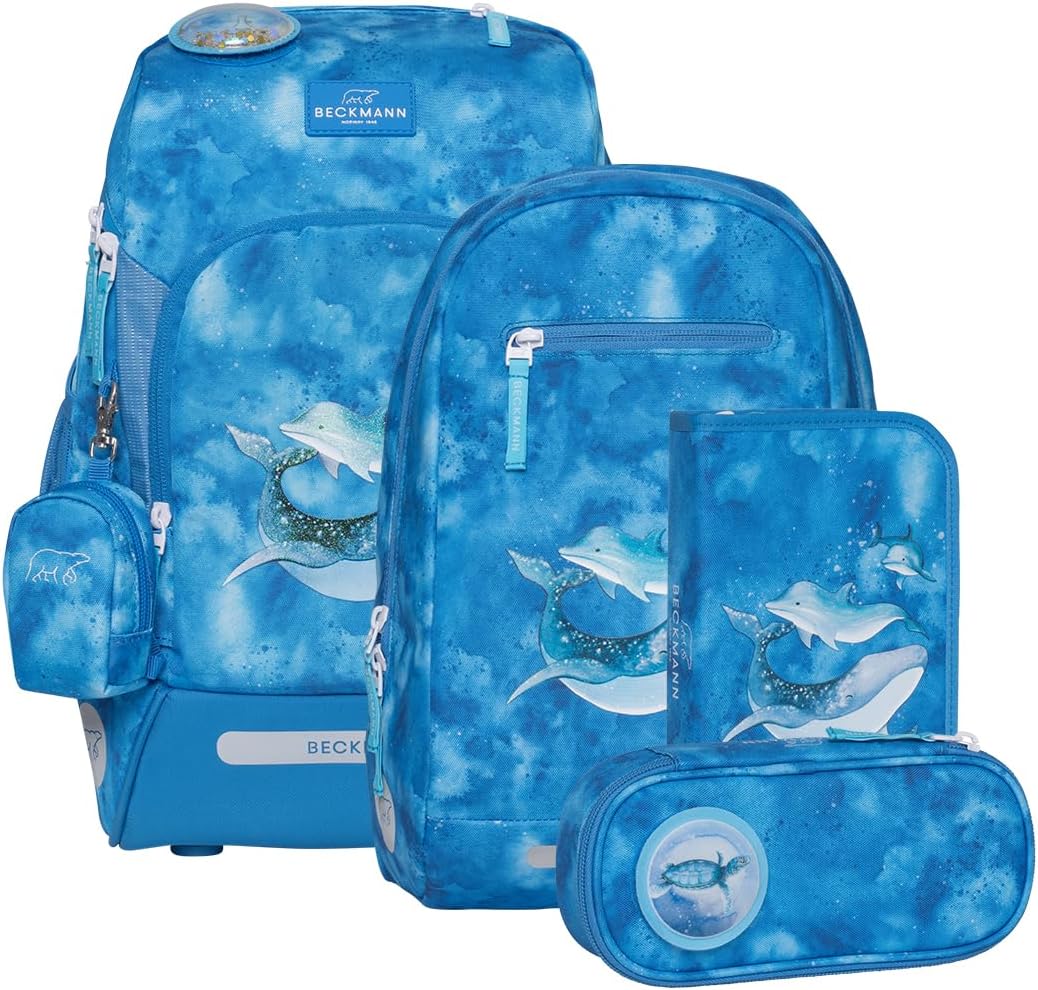BECKMANN, Schulrucksack-Set Active Air FLX, 6-teilig, Grundschule, inkl. Regenüberzug, 22L Ocean, Oc