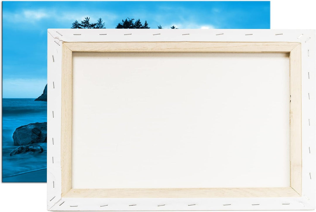 deyoli traumhafte Insel Format 80x60 Effekt: Monocrome Blau als Leinwandbild, Motiv fertig gerahmt a