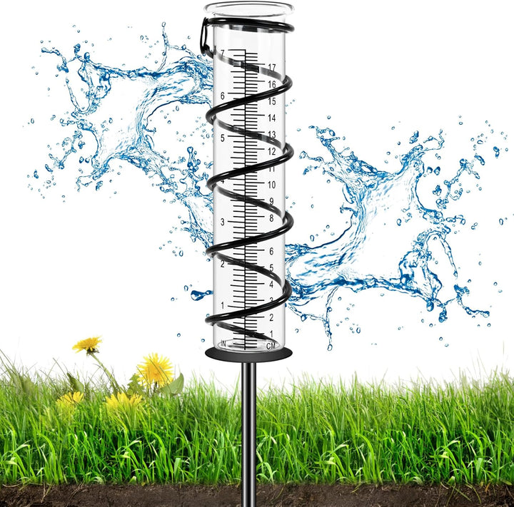 CHIVENIDO 17cm Regenmesser für Garten Frostsicher, Outdoor Regenmesser Glas Regenwassermesser Nieder
