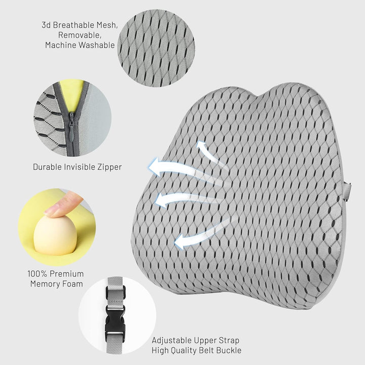 Livtribe Rückenkissen,Memory Foam Lendenkissen Auto,Ergonomisches Lendenwirbelstützkissen für Bürost