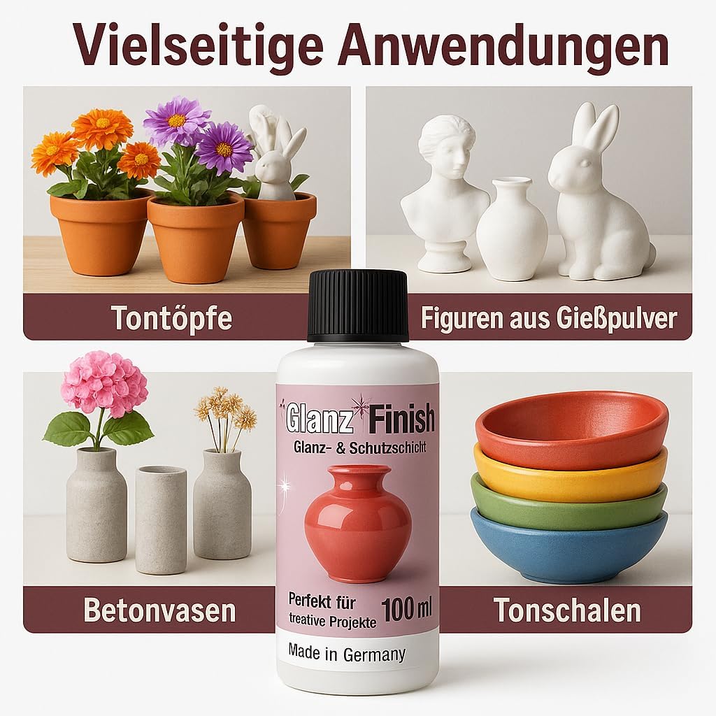 work'n'life Glanzfinish – Hochglanz-Versiegelung für Keramik, Bastelarbeiten & Modellguss – Transpar