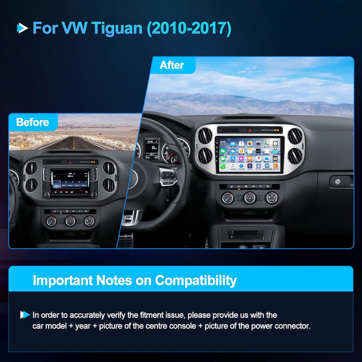 CAMECHO Android Autoradio mit Navi für VW Tiguan (2010-2017),Doppel Din Radio mit 9 Zoll Auto Radio