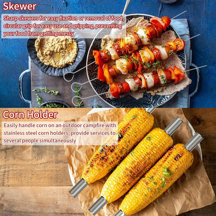 JUSTHERE 15 Stücke Grillbesteck Set, Edelstahl Grillzubehör BBQ Utensils, Professionelle Grillset mi