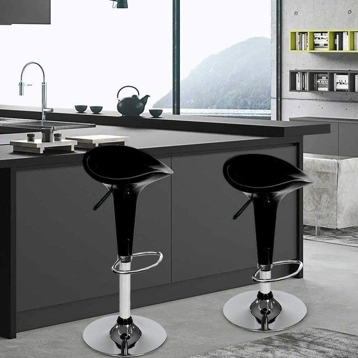 BAKAJI Set 2 Barhocker für Küche, modernes Design, Sockel aus verchromtem Stahl, Sitz aus ABS, drehb
