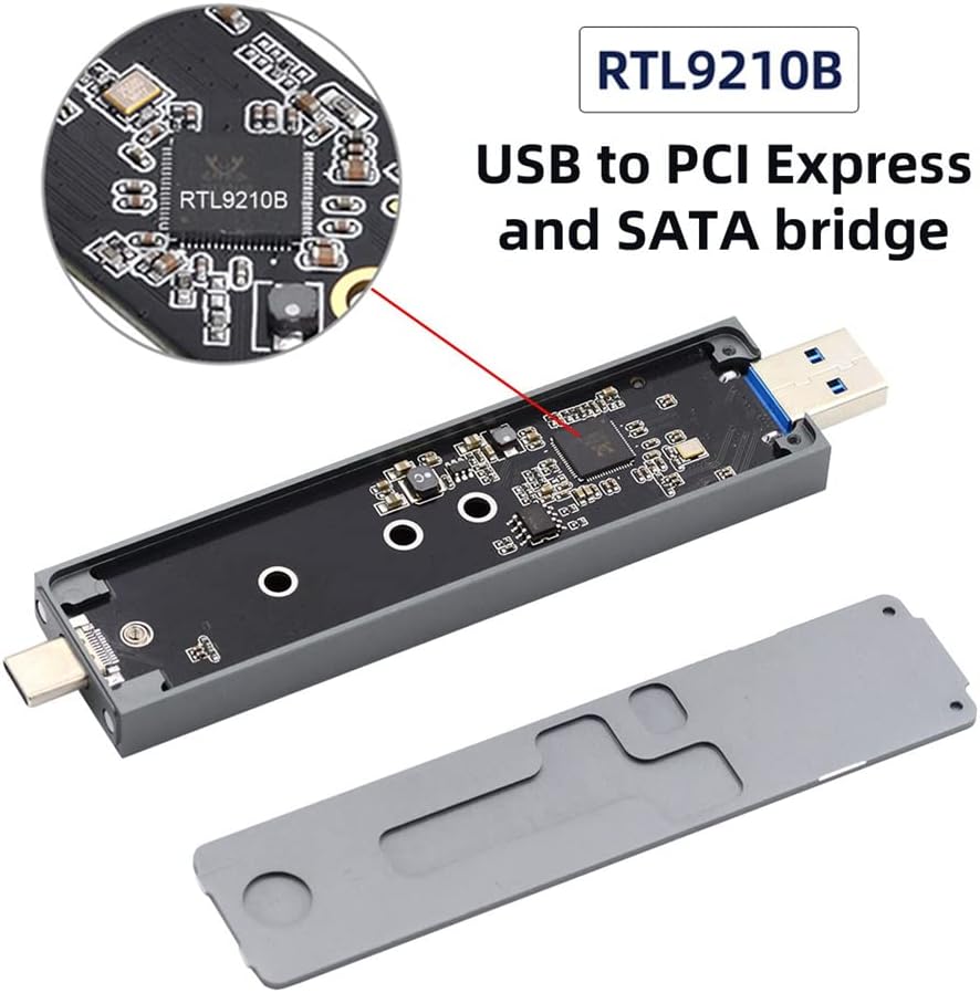 NFHK Combo Typ-C & USB3.0 zu NVME M-Key M.2 NGFF SATA SSD PCBA Gehäuse 2280/2242/2230mm Adapter RTL9