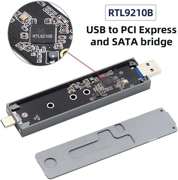 NFHK Combo Typ-C & USB3.0 zu NVME M-Key M.2 NGFF SATA SSD PCBA Gehäuse 2280/2242/2230mm Adapter RTL9
