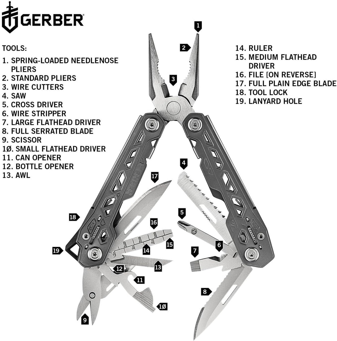 Gerber Multifunktionswerkzeug mit Nylon-Scheide und 17 Funktionen, Truss Multi-tool, 30-001546 17 To