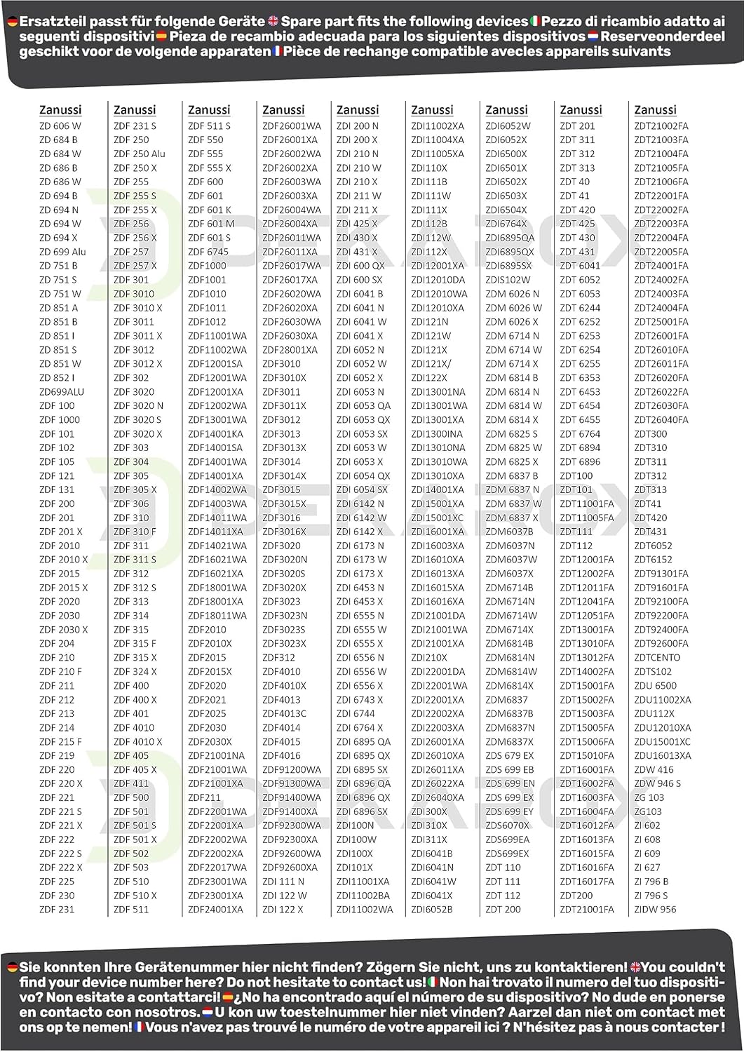 DEKAROX Türdichtung Gummidichtung dreiseitig passend für Electrolux AEG Zanker Juno 117126544/8 1171