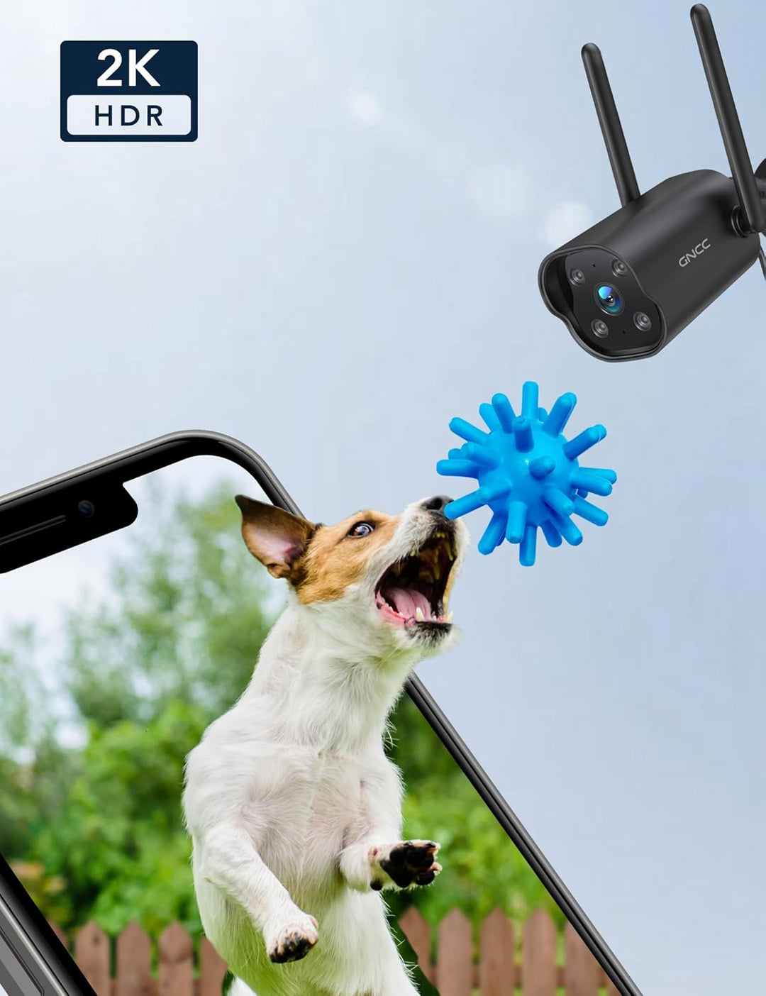 GNCC Überwachungskamera Aussen 2K, Kamera Überwachung Aussen, WLAN Kamera Outdoor, Bluetooth-Verbind