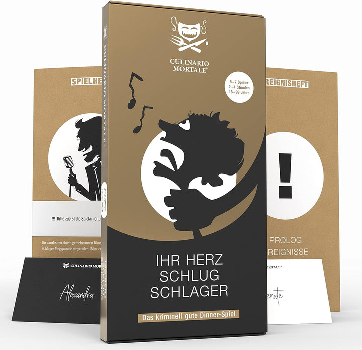Culinario Mortale® – Ihr Herz schlug Schlager - Krimidinner für Zuhause für 5 bis 7 Personen - unter