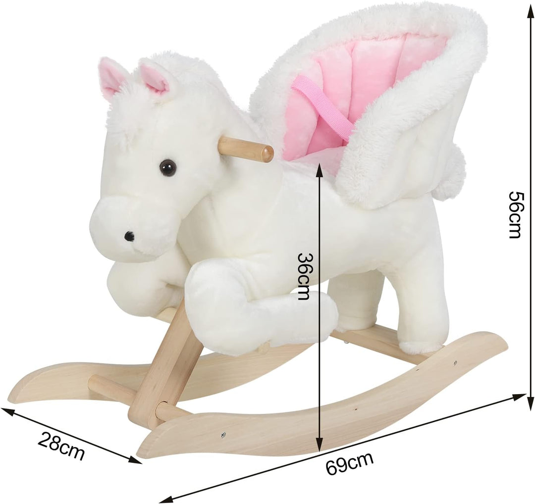 WOLTU Schaukelpferd Baby Schaukeltier Schaukelsitz Plüsch Schaukelspielzeug mit Gurt,PP-Baumwolle, W