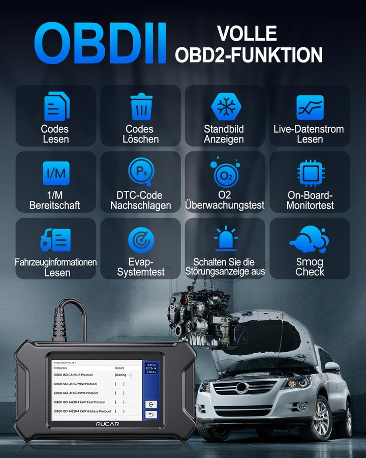 Diagnosegerät Auto, MUCAR CS6 Auto Auslesegerät Mit 6 Systemdiagnosen (ECM/TCM/ABS/SRS/TPMS/BCM) + 7