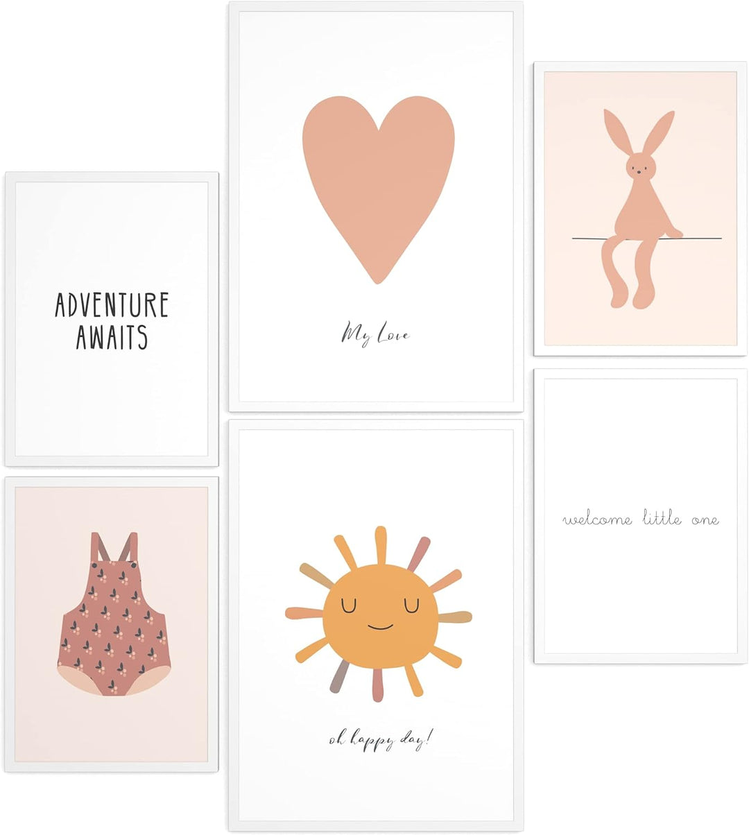Papierschmiede® Bilder Kinderzimmer Kids Mood Poster Set Welcome Baby, Gerahmte Bilder fürs Kinderzi