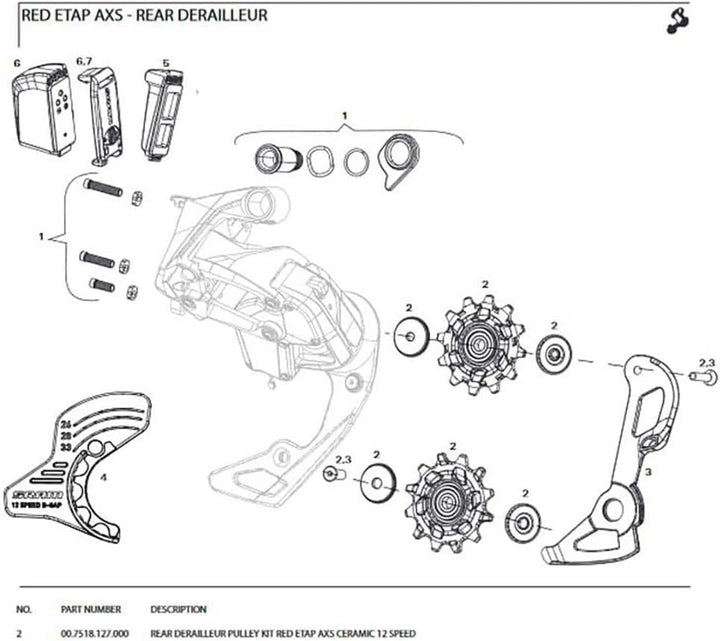 Sram Unisex-Erwachsene Red eTap Pulley-Kit, schwarz, 180cm