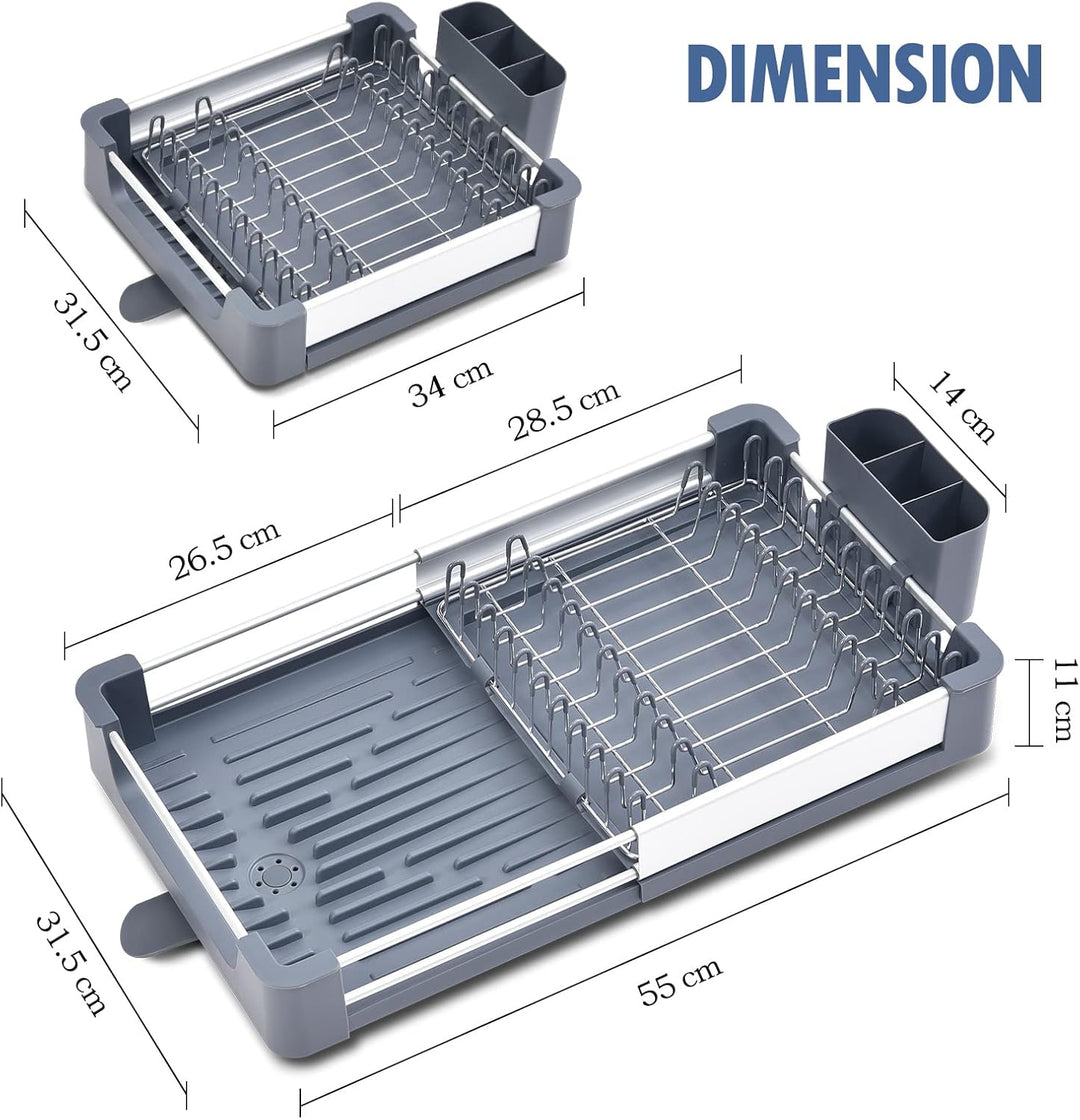 KINGRACK Erweiterbares Abtropfgestell,Geschirr abtropfgestell, Aluminium Geschirrkorb,Verstellbarer