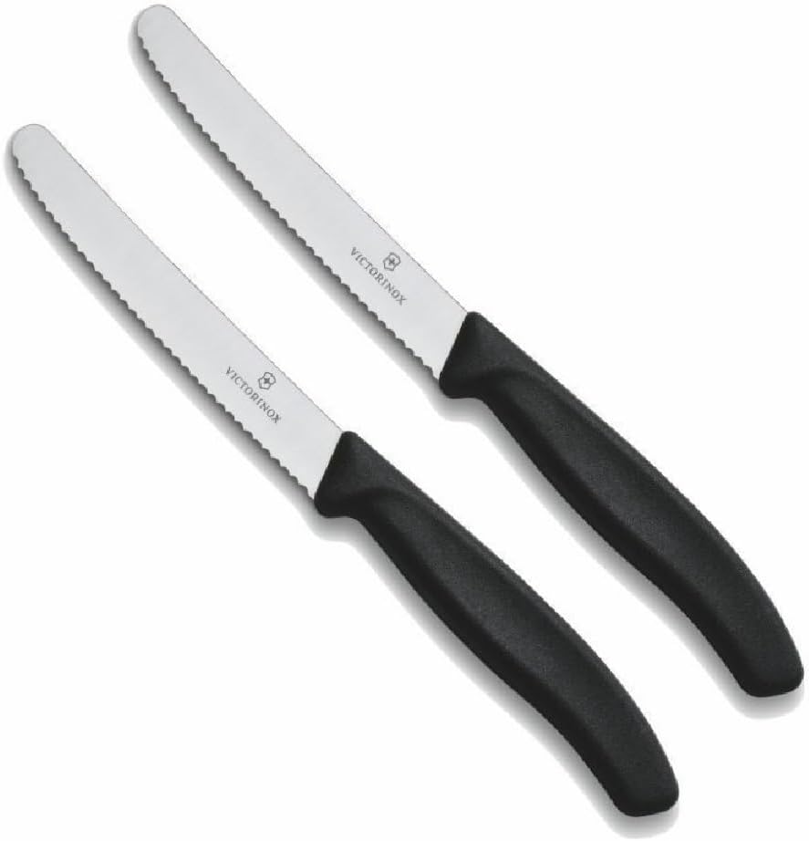 Victorinox 2 Stück Tafelmesser - Tomatenmesser Swiss Classic mit Wellenschliff rostfrei - Swiss Made