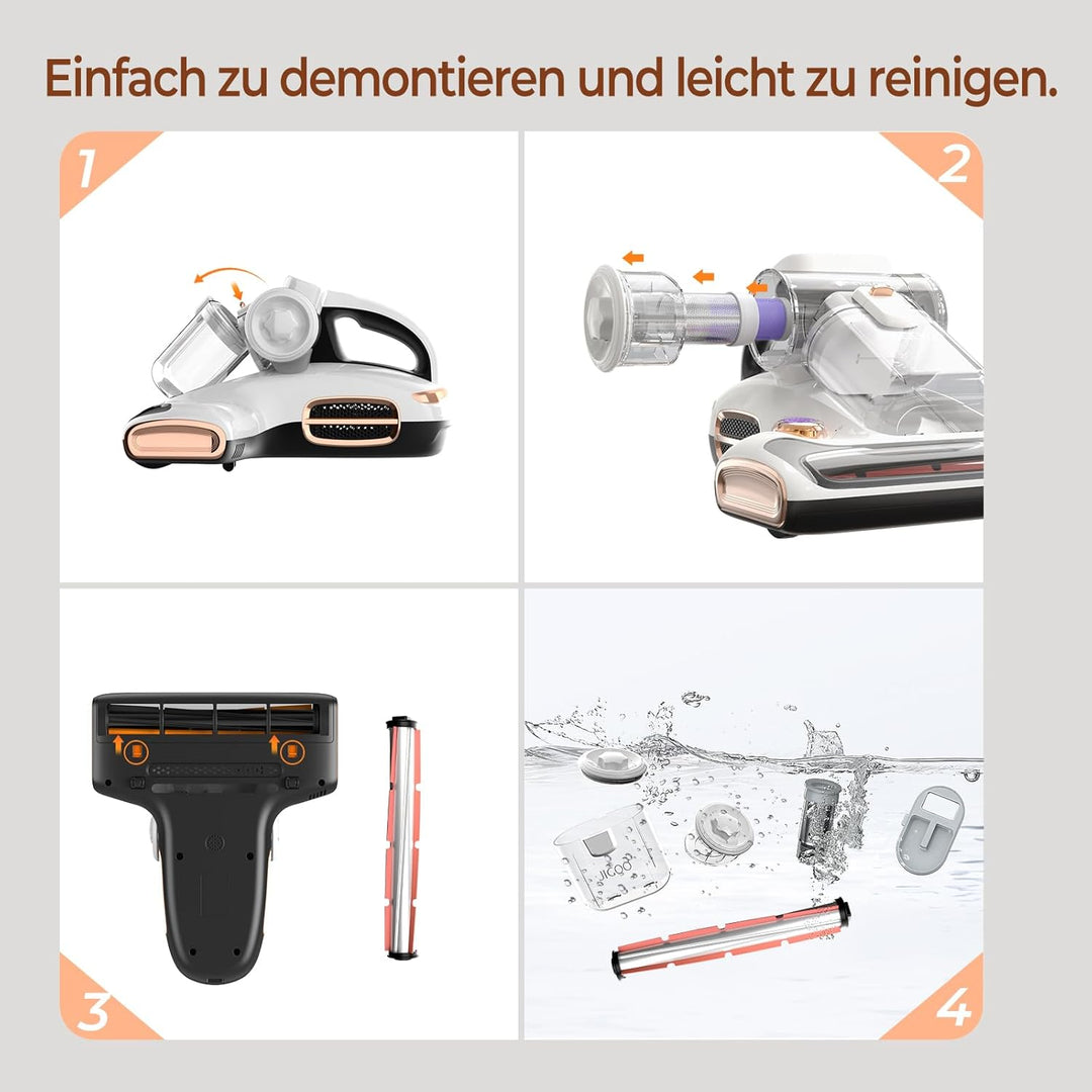 JIGOO T600 Milbensauger für matratzen mit UV-Licht & Vibration, 700W 15kpa Antimilben-Staubsauger en