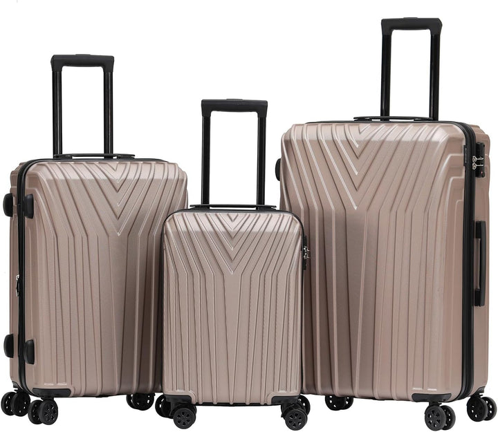 BEIBYE Kofferset Rollkoffer Koffer Hartschale,TSA Schloss, Zwillingsrollen, Erweiterung (Champagner,