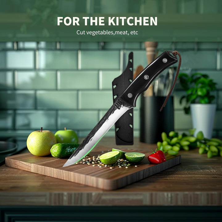 FULLHI Ausbeinmesser, Multi-Farben Griff Full Tang Küchenmesser, High Carbon Steel Carving Fishing D