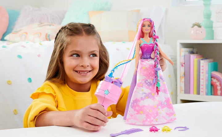 Barbie Dreamtopia, -Puppe mit blonden und regenbogenfarbenen , Regenbogen-Haarverlängerungen Styling