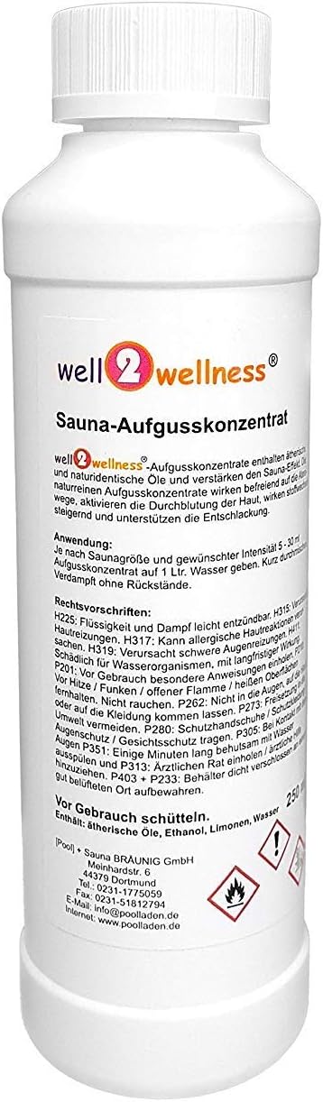 well2wellness® Saunaaufguss Set 4 x 250 ml mit Ingwer-Citro, Limette-Bambus, Mango-Maracuja, Grapefr