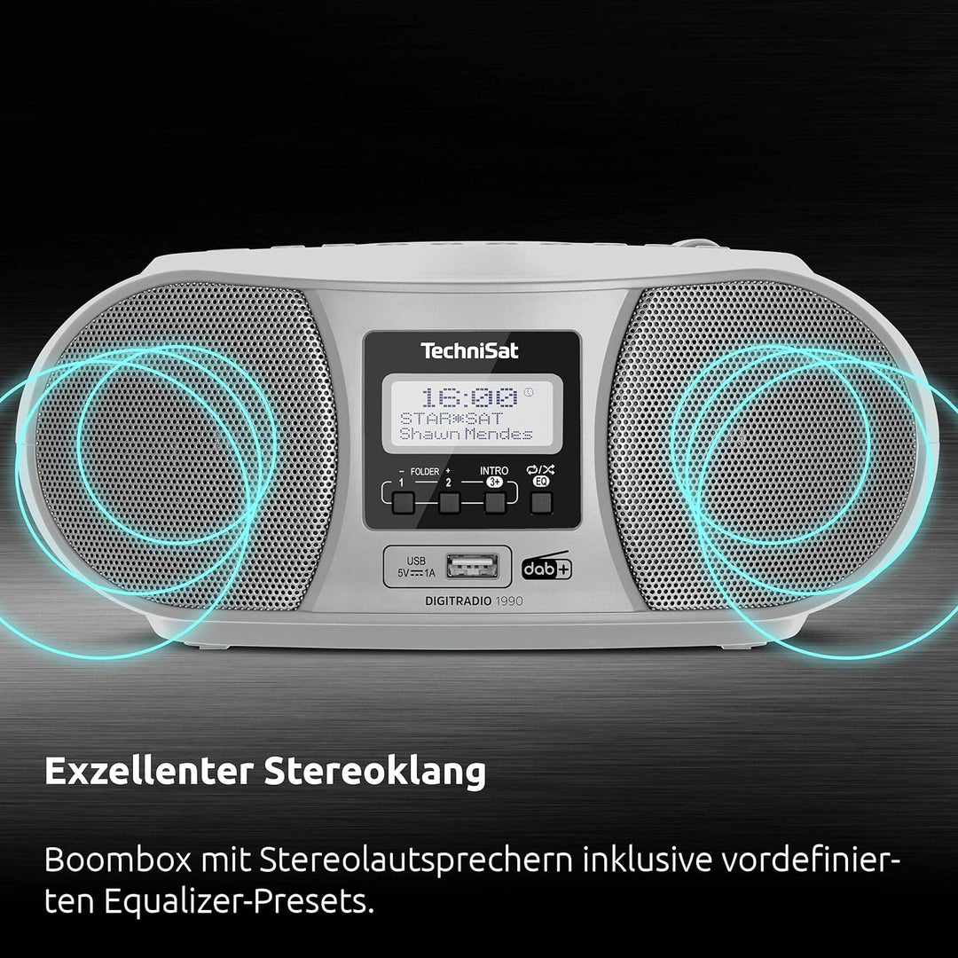 TechniSat DIGITRADIO 1990 - Stereo-Boombox mit DAB+/UKW-Radio und CD-Player (Bluetooth-Audiostreamin