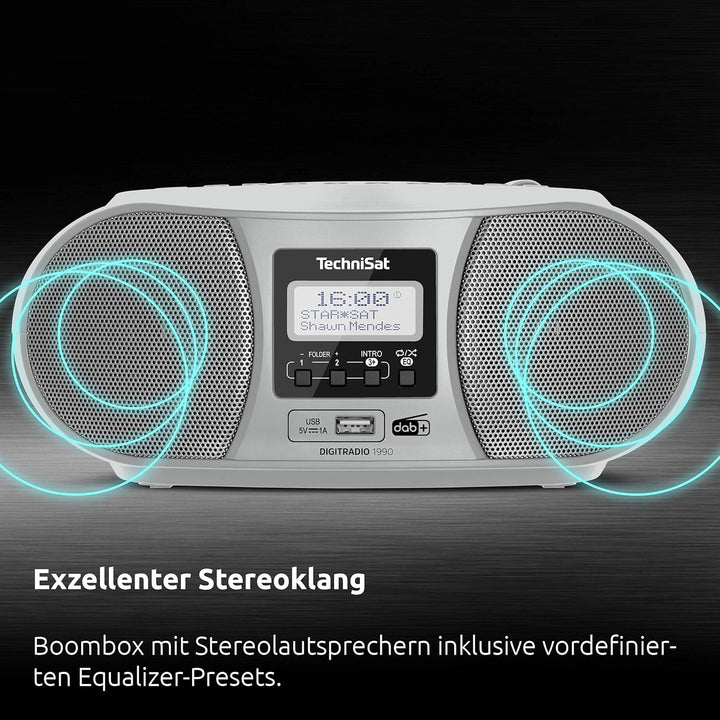 TechniSat DIGITRADIO 1990 - Stereo-Boombox mit DAB+/UKW-Radio und CD-Player (Bluetooth-Audiostreamin
