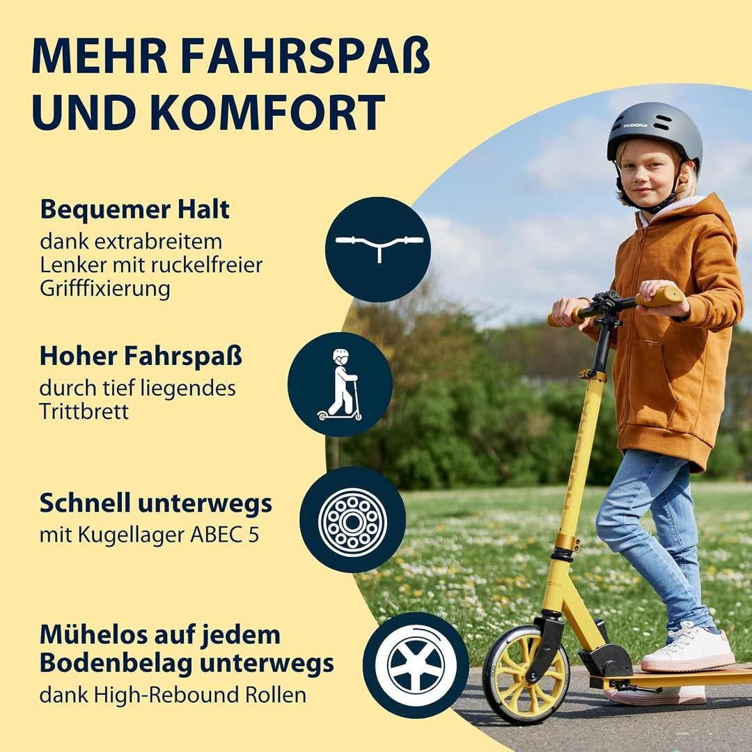 HUDORA Scooter Up 200 - Geräuscharmer Aluminium-Roller für bis zu 100kg - Höhenverstellbarer & zusam
