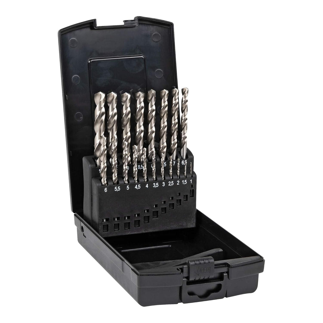 STIER Spiralbohrer Set HSS-Co8 / HSS-E, 19-teilig, Premium Metallbohrer Satz, Stahlbohrer Satz, gesc