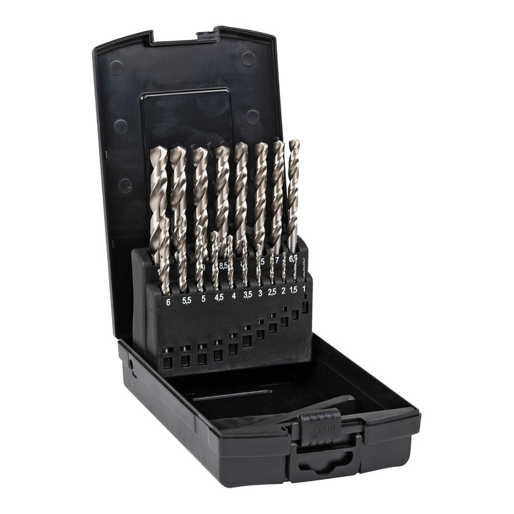STIER Spiralbohrer Set HSS-Co8 / HSS-E, 19-teilig, Premium Metallbohrer Satz, Stahlbohrer Satz, gesc
