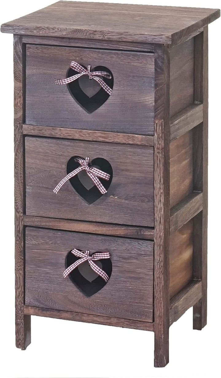 Mendler Kommode Forli, Schubladenkommode Schrank, 3 Schubladen mit Herzen 55x29x25cm, Shabby-Look, V