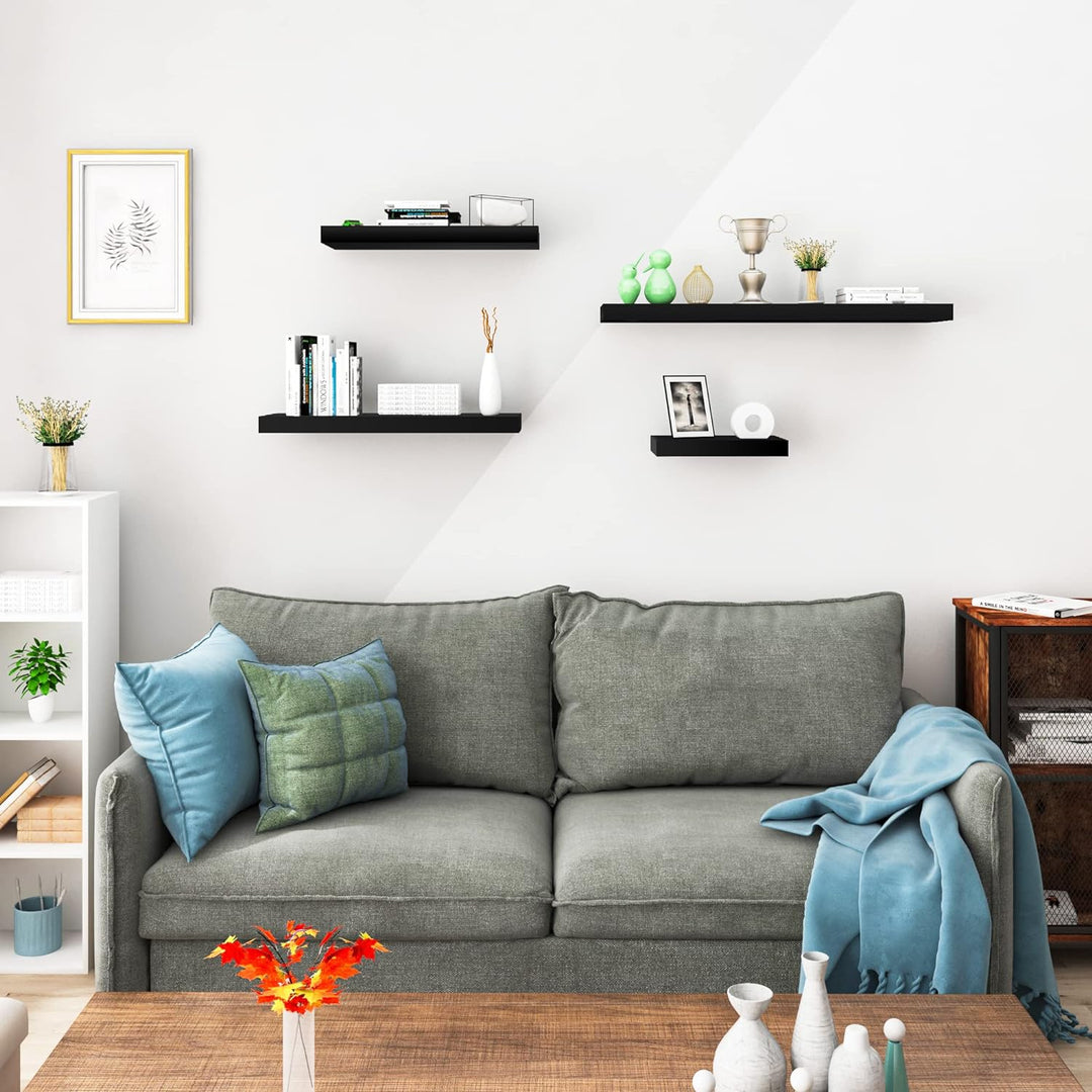 WOLTU Wandregal Volato Set von 4 Regalen Wandboard freischwebend Schweberegal CD DVD Regal Bücherreg