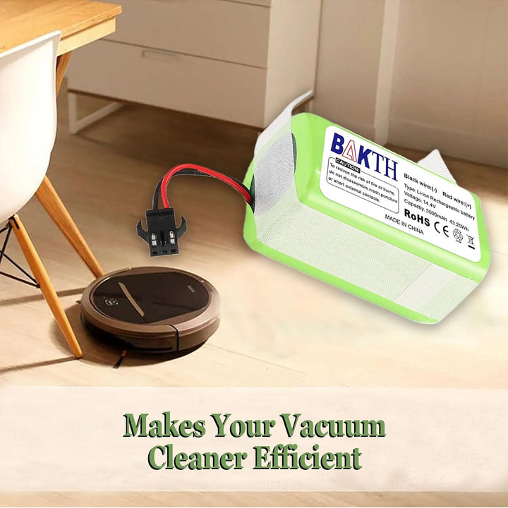 BAKTH Ersatz-Akku, 3000 mAh, 14,4 V, Li-Ion, kompatibel mit Eufy RoboVac 11, 11S, 11S Max, 12, 15C,