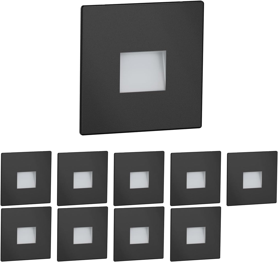 ledscom.de LED Treppenlicht/Stufenbeleuchtung FOW für innen und aussen, Downlight, eckig, schwarz, 8