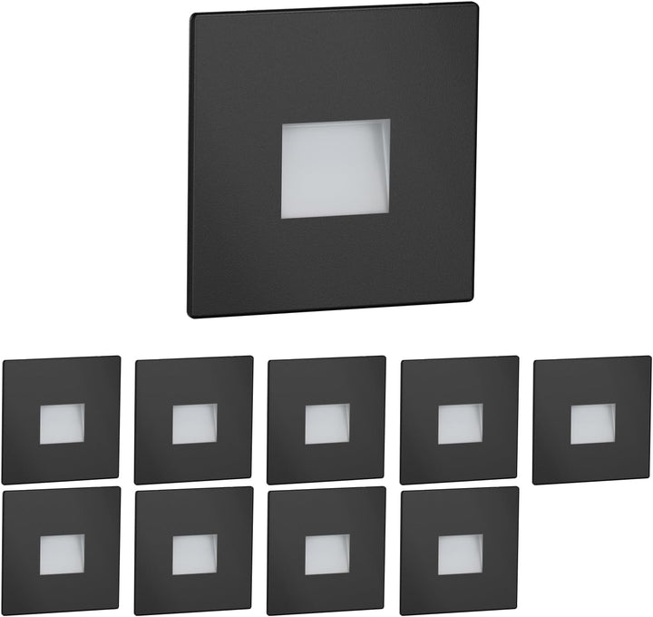 ledscom.de LED Treppenlicht/Stufenbeleuchtung FOW für innen und aussen, Downlight, eckig, schwarz, 8