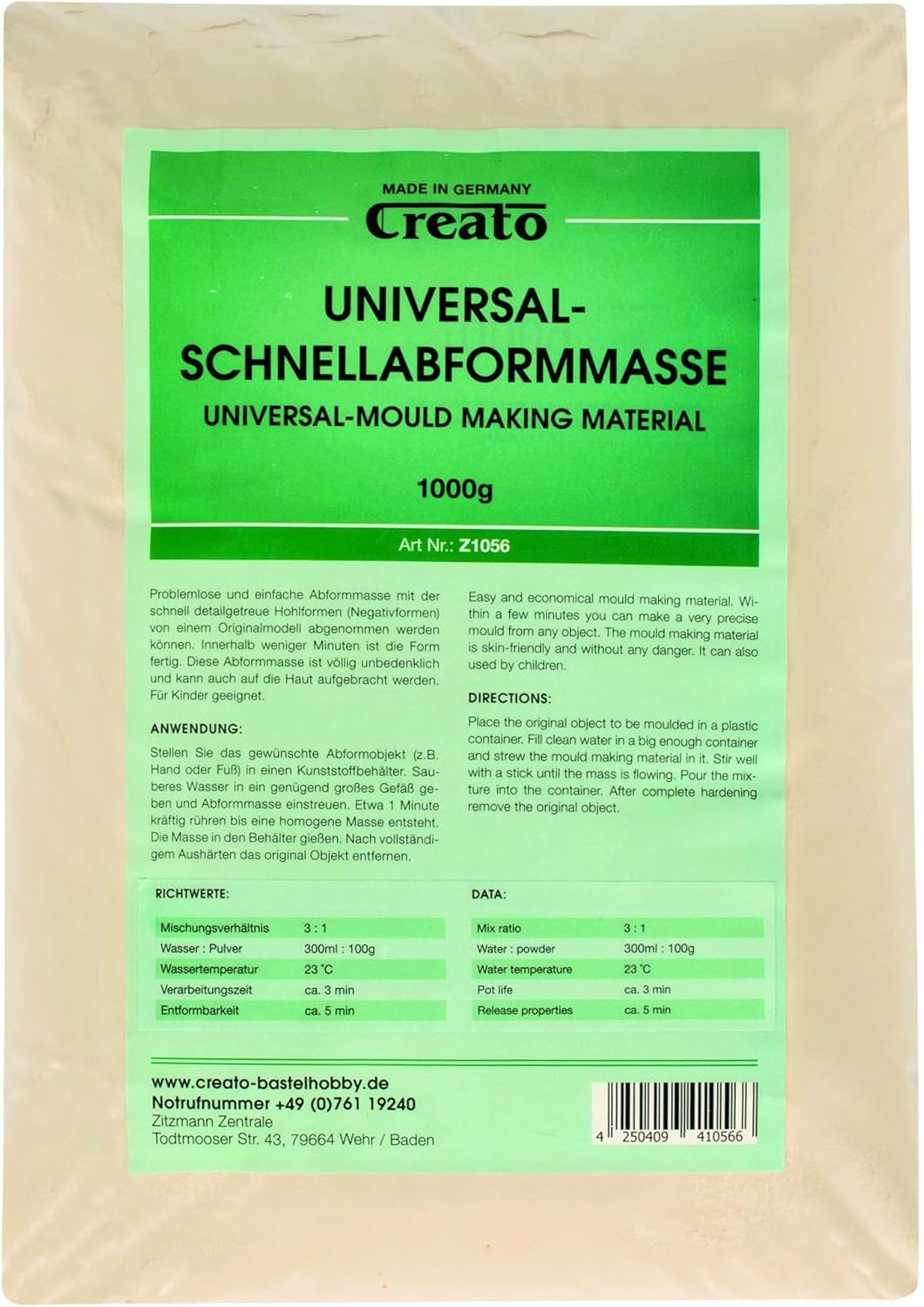 Creato Z1056 - Schnellabformmasse 1000 Gramm/Alginat (1) 1.0 Kilogramm, 1.0 Kilogramm