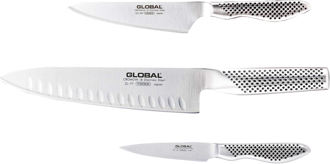 Global G-773889 Messerset bestehen aus G-77 Kochmesser, GS-38 Putzmesser, GS-89 Universalmesser