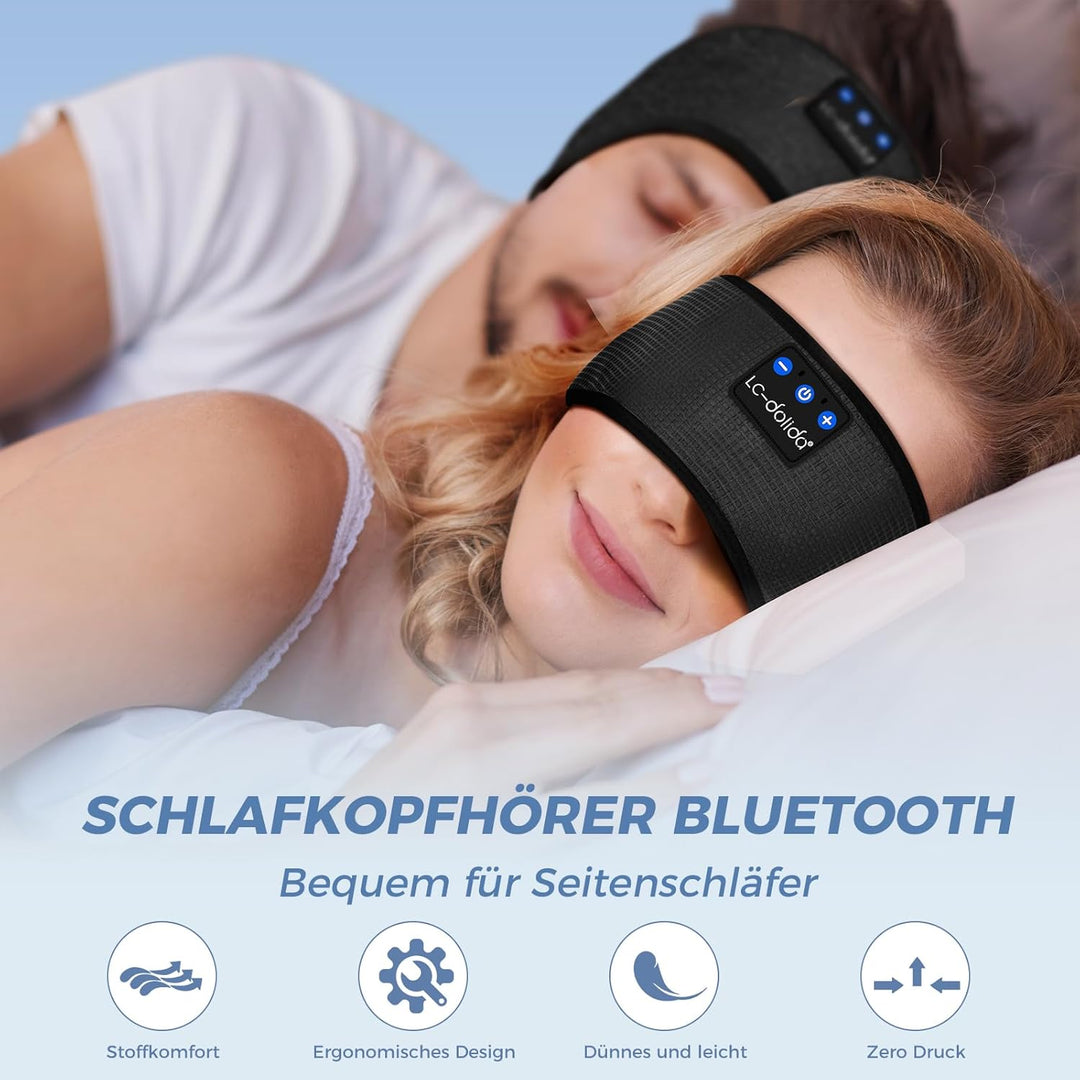 LC-dolida Schlafkopfhörer Bluetooth 5.4, Schlaf Stirnband Kopfhörer Headband Schlafmaske, Sportskopf