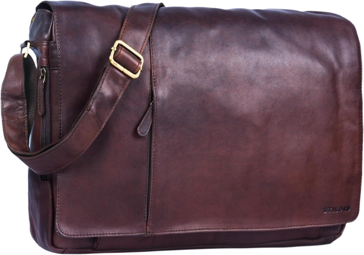 STILORD 'Maximus' XXL Ledertasche riesige Umhängetasche Unitasche 17 18 19 21 Zoll Laptop Aktentasch
