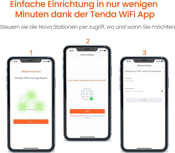 Tenda Nova MW6 Mesh WLAN System - AC1200 Dual Band WLAN Mesh System - Reichweite bis zu 165m² & 90 G