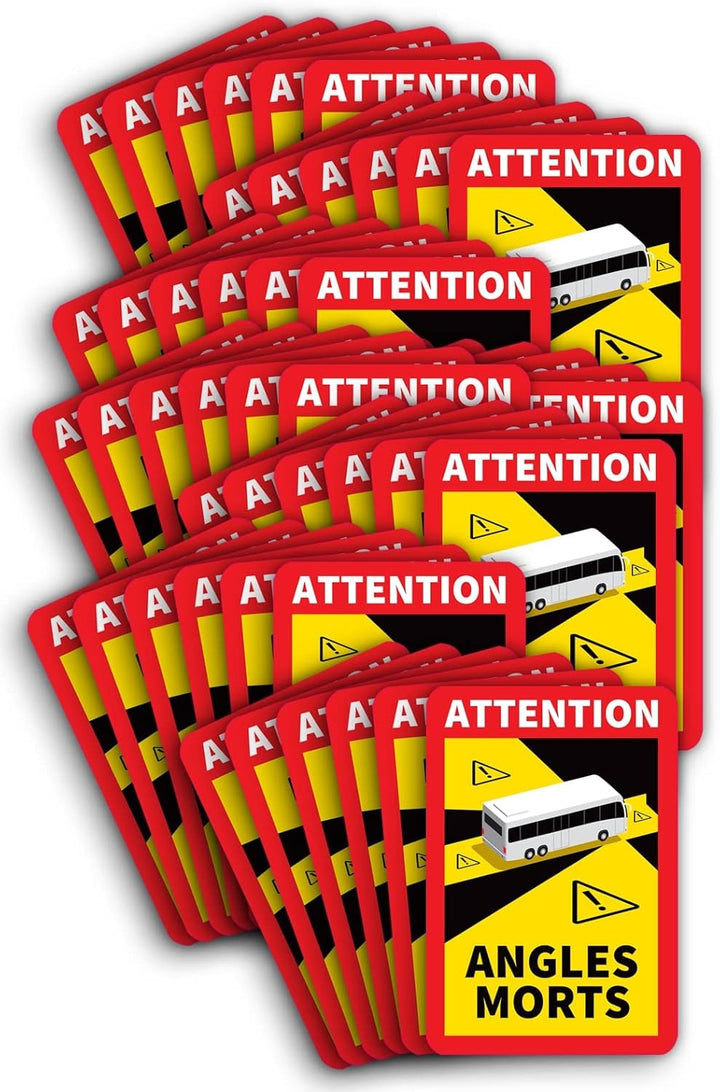 100 Stück Attention Angle Morts für Bus/Wohnwagen 25 x 17 cm Premium Aufkleber Sticker Hinweiszeiche