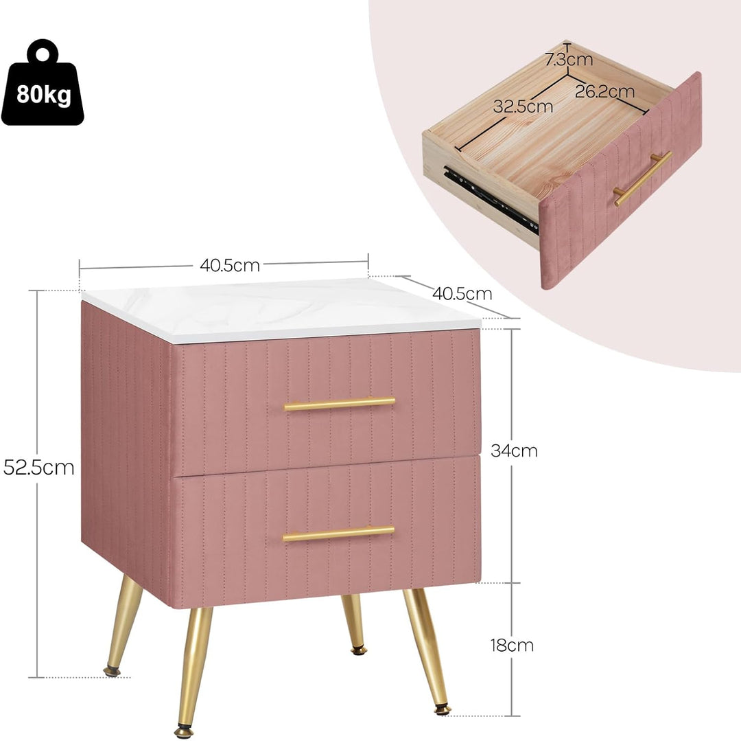 WOLTU Nachttisch Sofatisch Nachtkommode Nachtschrank mit 2 Schubladen für Schlafzimmer Wohnzimmer au