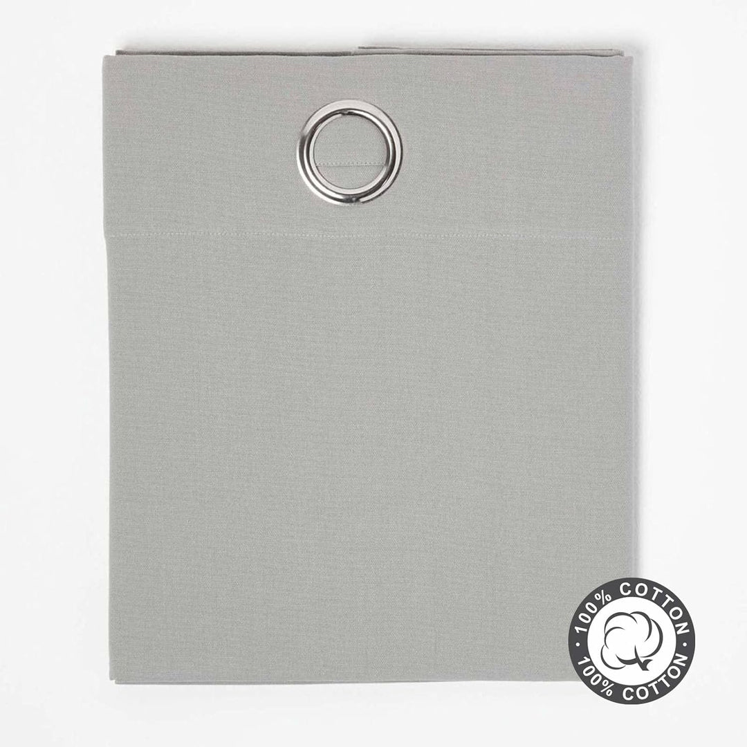 HOMESCAPES 2er Set eifarbige Ösen Gardinen je B137 x L182 cm aus 100% Baumwolle, blickdichte Vorhäng