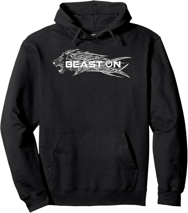 Löwenkopf Beast ON Löwe Gym Motivation Fitness Sprüche Pullover Hoodie