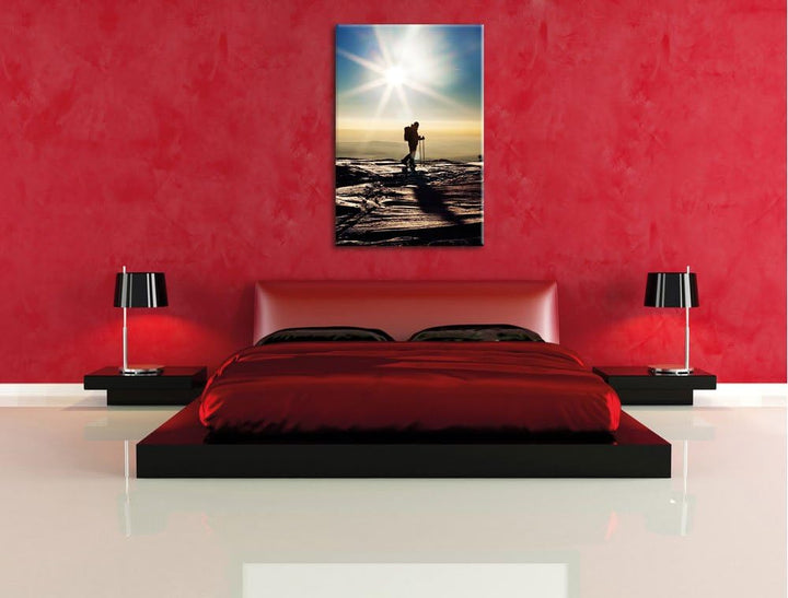Pixxprint Wintersport Sonnenuntergang Ski als Leinwandbild/Grösse: 100x70 / Wandbild/Kunstdruck/fert