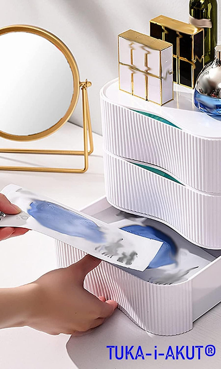 TUKA-i-AKUT [3x Stapelbar Desktop Organizer Schubladenbox Frei Kombinierbar, Schreibtisch Storage Ut